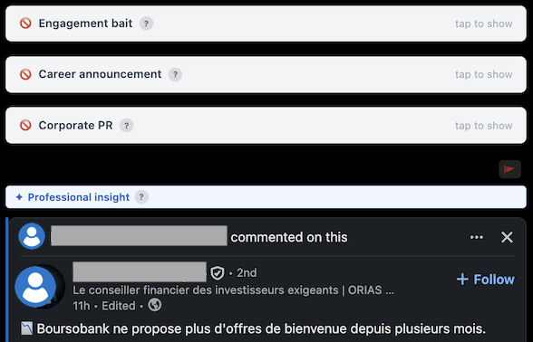 LinkedIn post filtered by CleanedIn as engagement bait