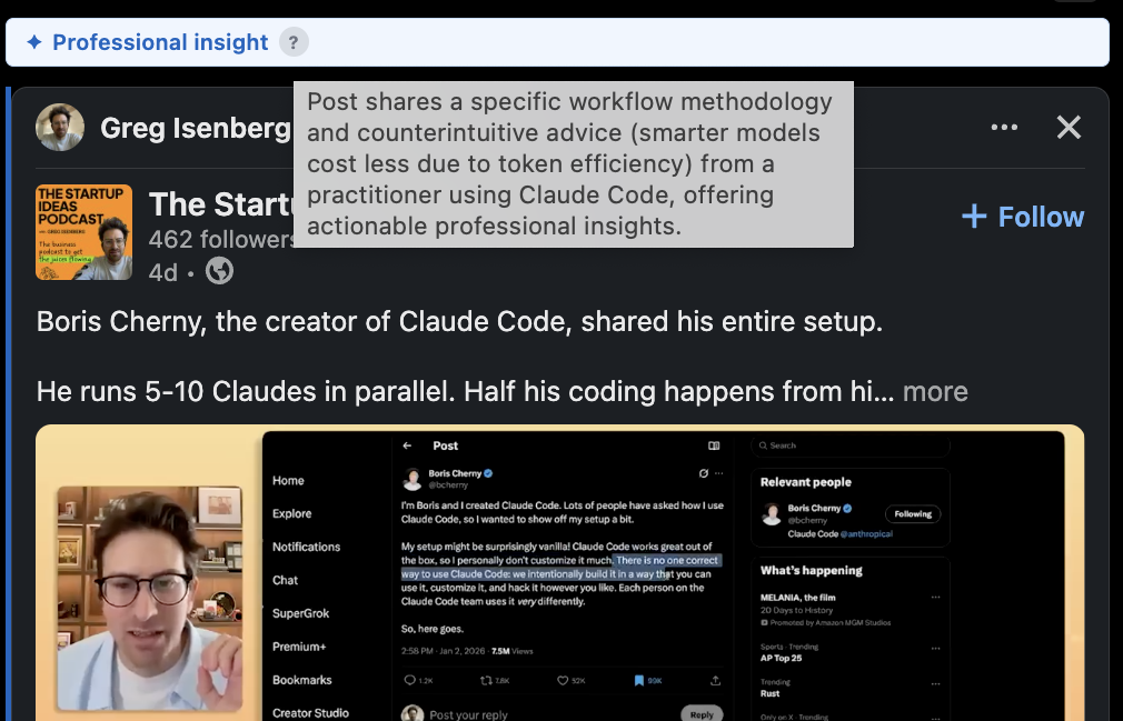 LinkedIn post filtered by CleanedIn as corporate PR